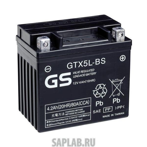 Купить GS_YUASA GTX5LBS Аккумулятор GS Yuasa GTX5L-BS 12В 4Ач 80CCA 114x71x106 мм Обратная (-+)